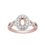 Rose Gold Plated 925 Sterling Silver Oval Ring Mount (To fit 6x4mm gemstones) Inc. 0.55cts White Zircon Brilliant Cut Round 0.90 to 1.5mm - 1Pcs