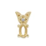 Gold Plated 925 Sterling Silver Oval Pendant Mount (To fit 5x3mm Gemstone) Inc. 0.02cts White Zircon Brilliant Cut Round 1.25mm- 1pcs