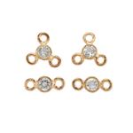 Rose Gold Plated 925 Sterling Silver Connectors with White Topaz, Approx 7mm & 8mm, 4pcs