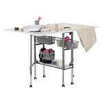 Sewing Online Adjustable Cutting Table with Printed Grid Top & Storage 
