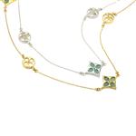 925 Sterling silver Clover Necklace with Amazonite & Mother of Pearl, Approx 10x10mm, 20Inch 