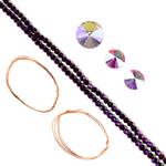 White/Purple Rivoli & Purple Translucent Faceted Glass Wire Wrapping Project With Downloadable Instructions By Ellie Gallagher