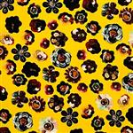 House of Alistair Mustard Floral Jewel Crepe Fabric. Sold by the Metre