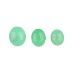 12cts Chrysoprase Oval Cabochons Approx 8x10 to 10x12mm, (Set Of 3)