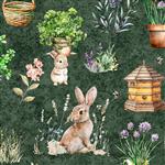 Dan Morris Creative Group Hunny Bunny Collection Bunny Allover Forest Fabric 0.5m