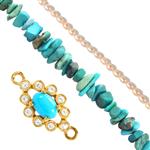 Gold Plated 925 Sterling Silver, Turquoise & Peach Pearl Project With Downloadable Instructions By Carol Vickers