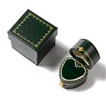 Antique Style, Leatherette Victorian Style Heart Ring Box, Approx 3x3x3.2cm