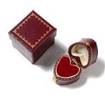 Antique Style, Leatherette Victorian Style Heart Ring Box, Approx 3x3x3.2cm