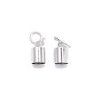 Silver Plated Base Metal End Cap Toggle Clasps, 6mm