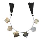 62cts Dendrite Opal Faceted Square Approx 15 to 21mm 15cm Strands with Hematite Spacers