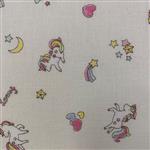 Pastel Life Unicorns On Natural Fabric 0.5m- exclusive