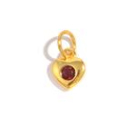 January Birthstone Collection: Gold 925 Sterling Silver Heart Charm with Garnet Approx 6mm 