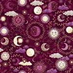Makower Luna Cosmos Red Fabric 0.5m