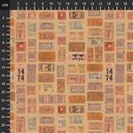 Tim Holtz Eclectic Elements Palette Digital Collection Tickets Orange Fabric 0.5m