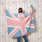 Wool Couture Union Jack Blanket Pastel Knitting Kit. With Free Knitting Needles Worth £8