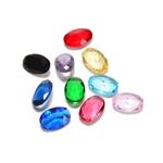 Mixed Colour Oval Shaped Glass Stone to fit Snaptites (10pcs)
