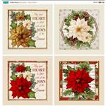 Debbi Moore Poinsettia 4 Feature Squares Fabric Panel (70cm x 72cm)