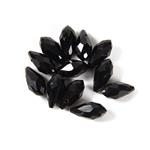Black 12mm Pear/Drop Shape Glass Beads, Approx 12pcs 