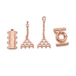 Rose Gold Base Metal Spring Clasp, Swirl Tube Multistrand Clasp, Pattern Loop Multistrand Clasp (3 pack, 1 of each design)