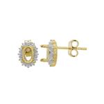 Gold Plated 925 Sterling Silver Oval Earrings Mount (To fit 6x4mm gemstones) - 1 Pair