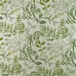 Green & Grey Floral Linen Look Fabric 0.5m