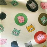 Sewing - Sanctuary Cream Happy Cat Eco-Laminated Fabric 1m