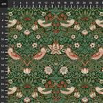 William Morris Cotswold Holiday Collection Medium Strawberry Thief Green Fabric 0.5m