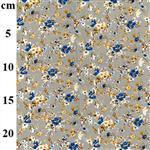 Floral Linen Rayon Print Grey Fabric 0.5m