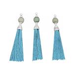 Turquoise Colour Tassel with 24cts Amazonite Bead Approx 10mm & Sterling Silver Bead Caps, 3pcs