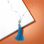 Turquoise Colour Tassel with 24cts Amazonite Bead Approx 10mm & Sterling Silver Bead Caps, 3pcs