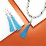 Turquoise Colour Tassel with 24cts Amazonite Bead Approx 10mm & Sterling Silver Bead Caps, 3pcs