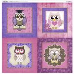 Debbi Moore Designs Shabby Chic Owls Pink & Purple Feature Fabric Panel (70 x 71cm)