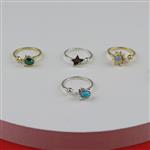 Gold Plated 925 Sterling Silver Turtle Spinning Adjustable Fidget Oval Ring ( To Fit 6x4mm )with Malachite, Approx 9x8mm