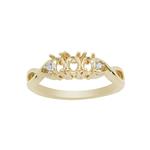 Gold Plated 925 Sterling Silver Trilogy Oval Ring Mount (To fit 4x3mm gemstones) Inc. 0.01cts White Zircon Brilliant Cut Round 1.25mm - 1Pcs