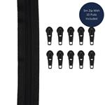 Zip 6mm Teeth Black 5m (Includes 10 Zip Pulls)