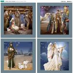 Debbi Moore Blue & Gold Nativity 4 Feature Squares Fabric Panel (70cm x 73cm)