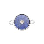 Encapsulate by Yvonne Froehlich: 925 Sterling Silver Lapis Lazuli & Rose De France Connector, Approx 24 x 16 mm