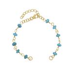 Gold Plated 925 Sterling Silver Sleeping Beauty Turquoise Beaded Bracelet with 1inch extender, total length 7inch 