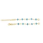Gold Plated 925 Sterling Silver Sleeping Beauty Turquoise Beaded Bracelet with 1inch extender, total length 7inch 