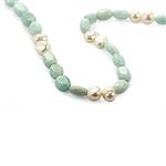 170cts Amazonite Smooth Ovals & Pearl Nuggets, Approx 5x4 - 12x9mm, Endless Necklace Approx 26