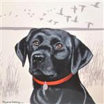 Polyanna Pickering Box Canvas of a Black Labrador 30x30cm