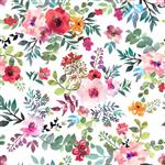 Glorious Garden Collection Large Floral White Fabric 0.5m
