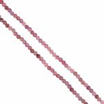 2x 8cts Red Tourmaline Faceted Rounds, Approx 2mm, 38cm strands