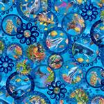 Jason Yenter Calypso III Collection Ocean Circles Blue Fabric 0.5m