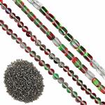 Mystic Aura Quartz Bundle Green and Red, Silver Seed Bead Project With Instructions By Claire Macdonald