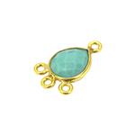 Gold Plated 925 Sterling Silver Connector With Sleeping Beauty Turquoise Approx 17x11mm with 4 loops, 1pcs