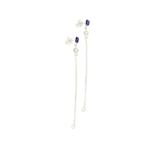 925 Sterling Silver Pair of Earrings with Cushion Fissure-Filled Blue Sapphire and White Topaz