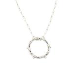 925 Sterling Silver Round Charm Carrier Clasp with 0.08cts White Freshwater Pearls, Approx 20mm With 18'' Paper Clip Chain 