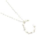 925 Sterling Silver Round Charm Carrier Clasp with 0.08cts White Freshwater Pearls, Approx 20mm With 18'' Paper Clip Chain 
