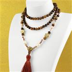 215cts Tigers Eye Mala Necklace & Bracelet Project with Brand New Guru Beads